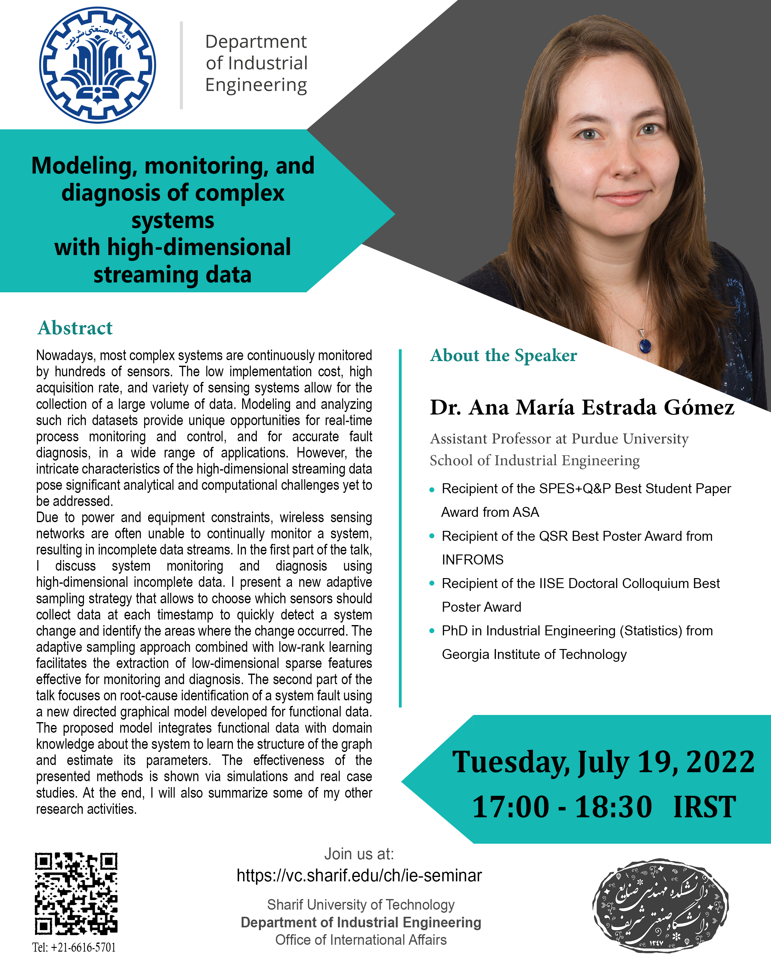 وبینار‌ بین‌المللی Modeling, monitoring, and diagnosis of complex systems with high-dimensional streaming data