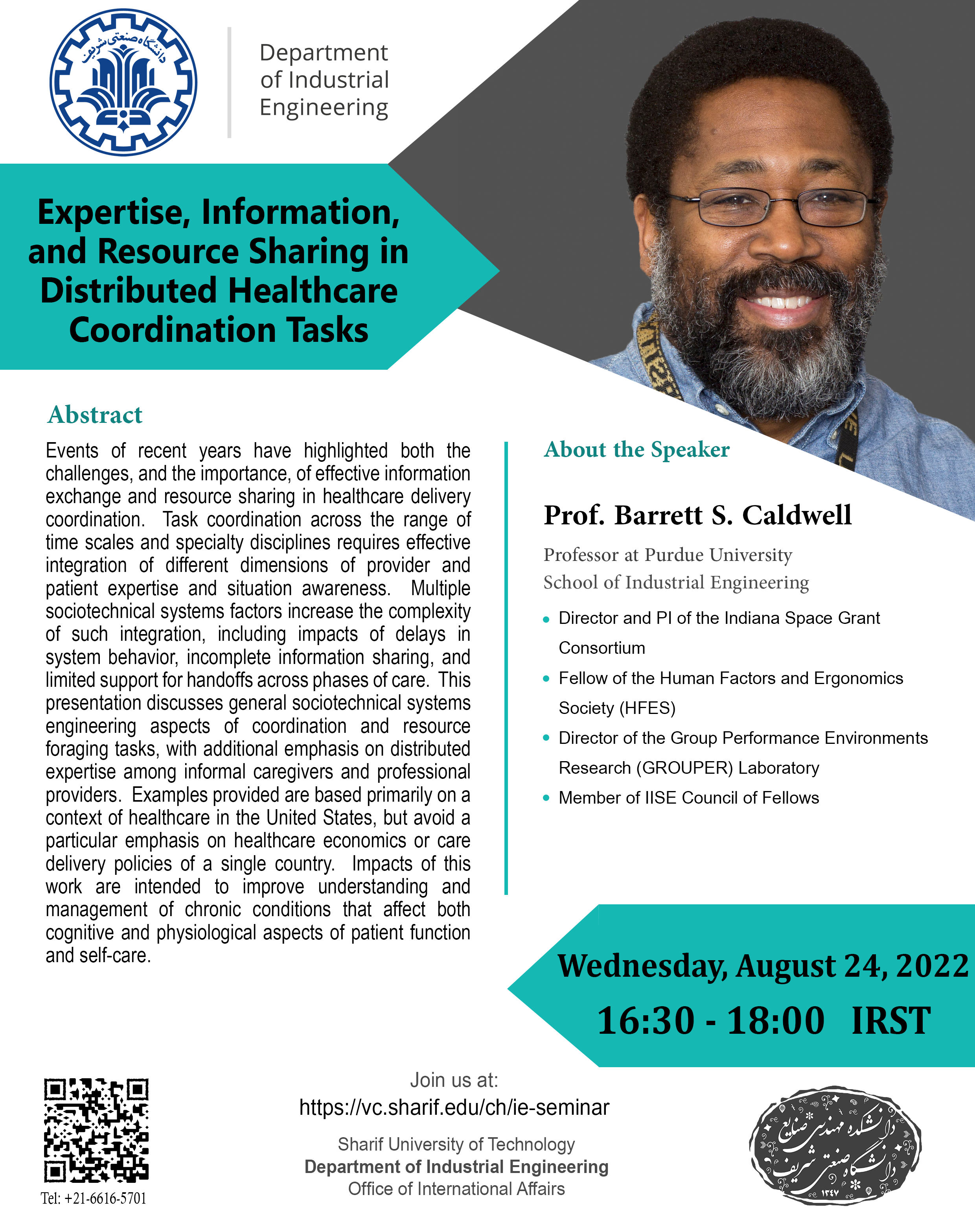 وبینار‌ بین‌المللی Expertise, Information, and Resource Sharing in Distributed Healthcare Coordination Tasks